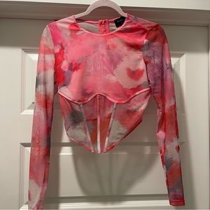 Lena Mesh Corset Top in Wildflower - Bardot